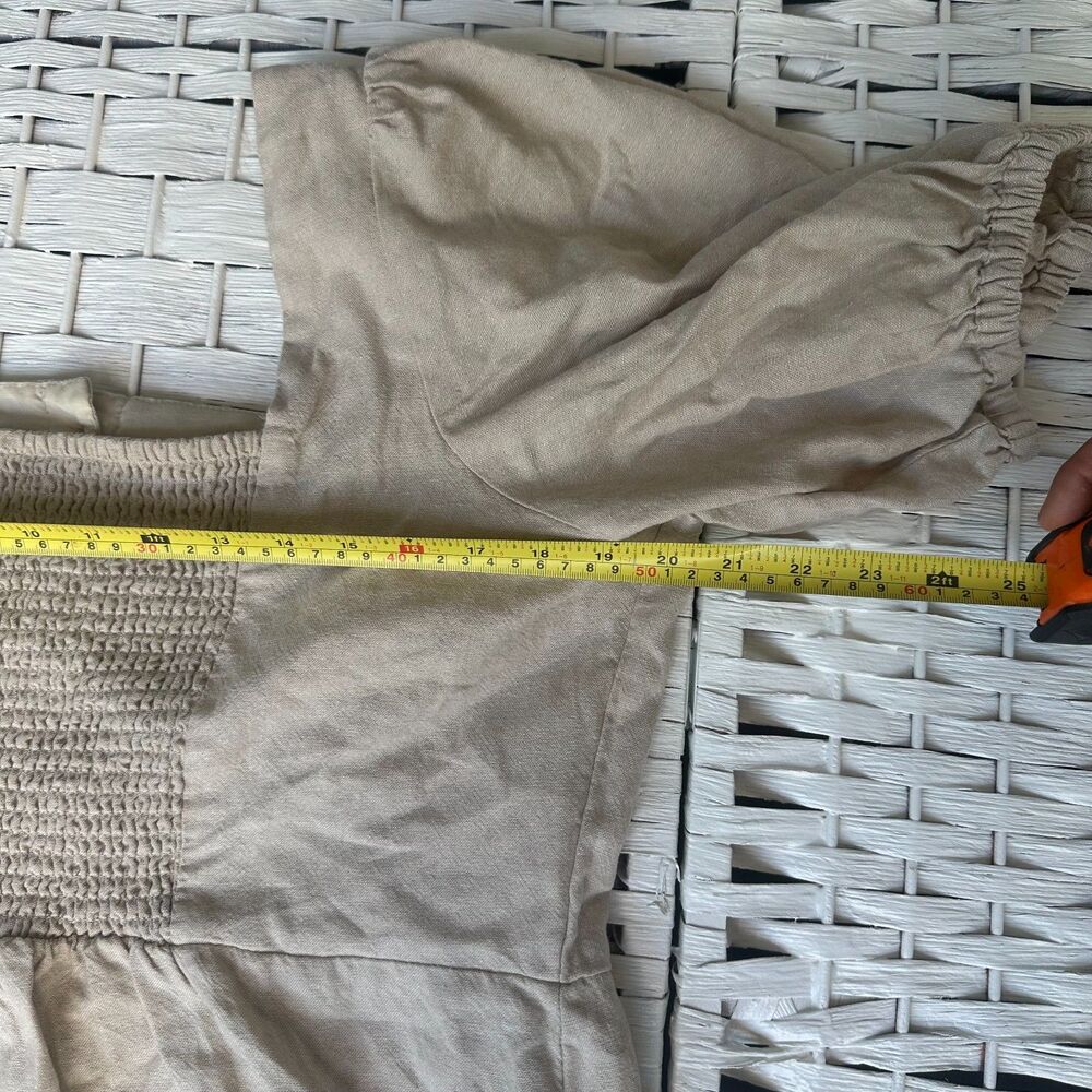 Linen Cottagecore Women's Beige Dress XL Old Navy - Picture 7 of 9